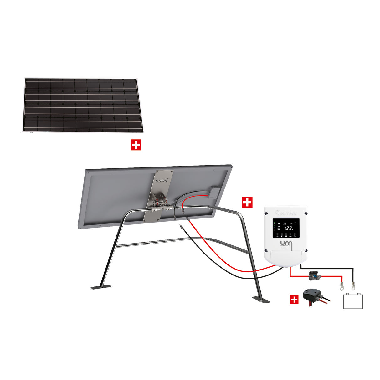 Uniteck Kit Pannelli Solari NAUTICA 80W 12V montaggio Mono Rollbar/Balcone