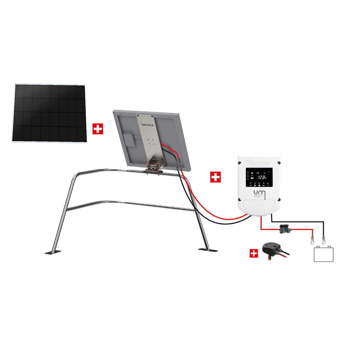 Uniteck Kit Pannelli Solari NAUTICA 55W 12V montaggio Mono Rollbar/Balcone