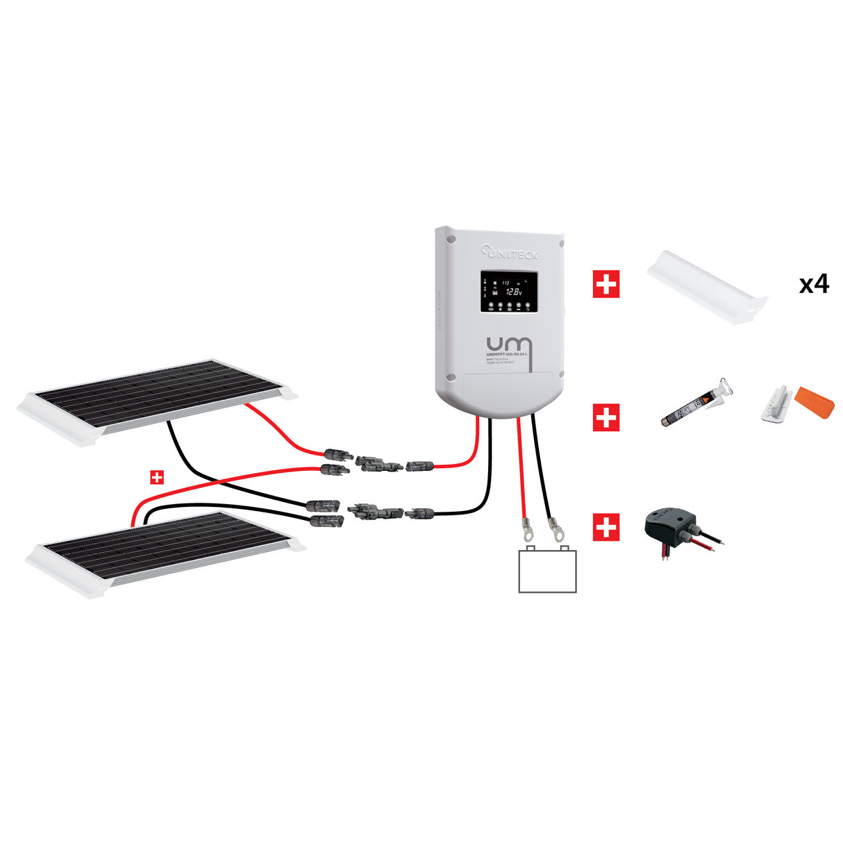 Uniteck CAMPER 600W-12V Solar Panel Kit for Vehicle Mounting