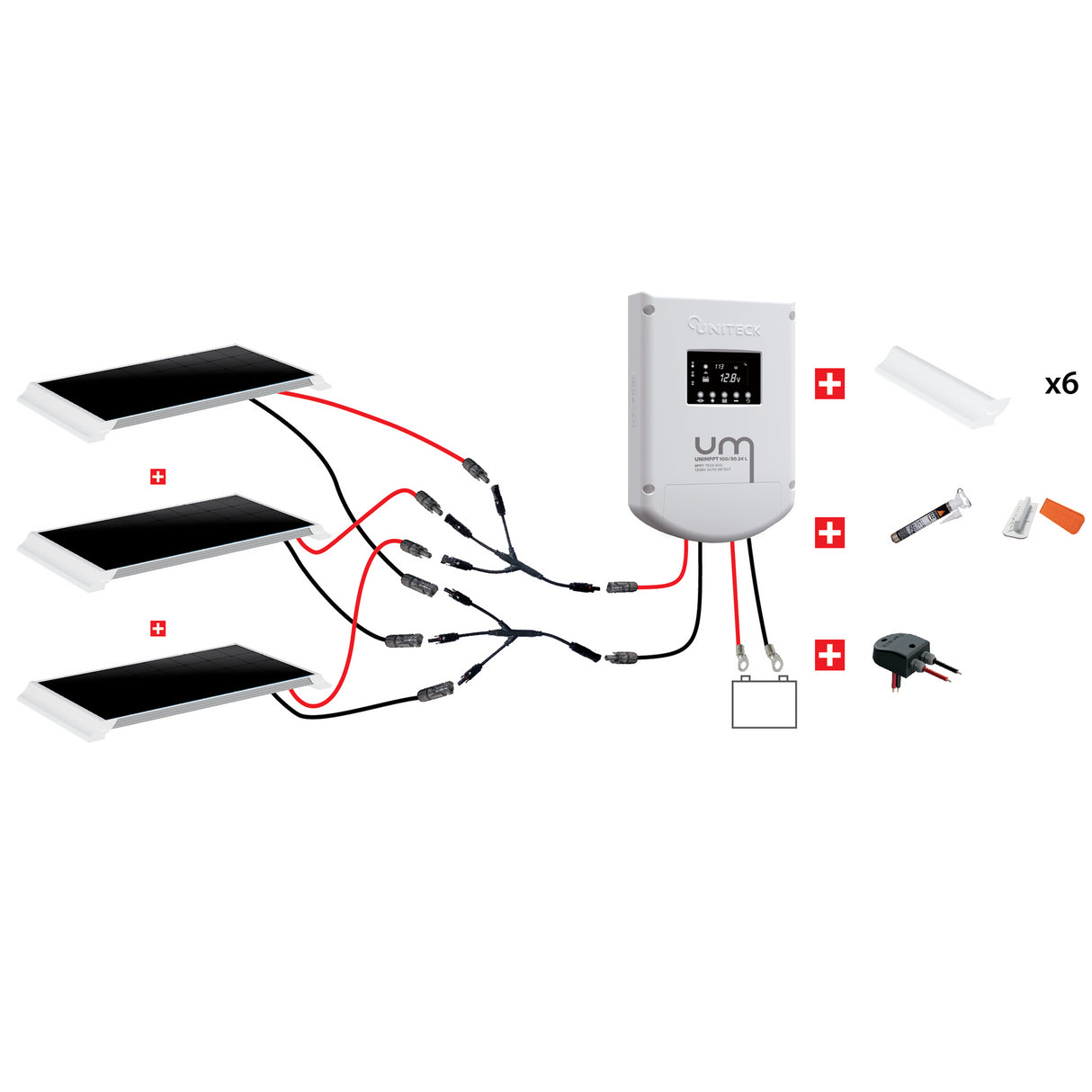 Uniteck Kit Pannelli Solari CAMPER 495W-12V montaggio Veicolo