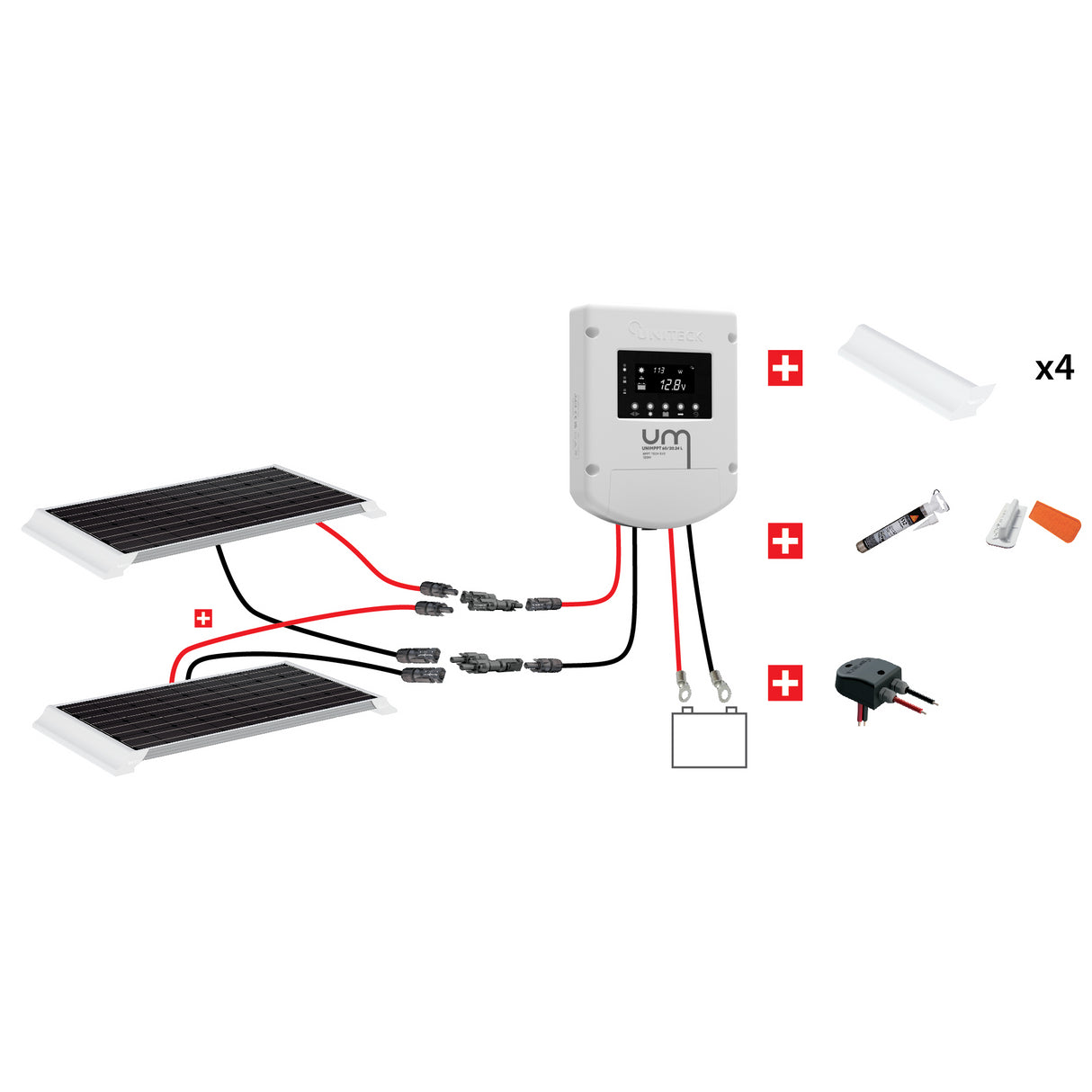Uniteck CAMPER 300W-12V Solar Panel Kit for Vehicle Mounting