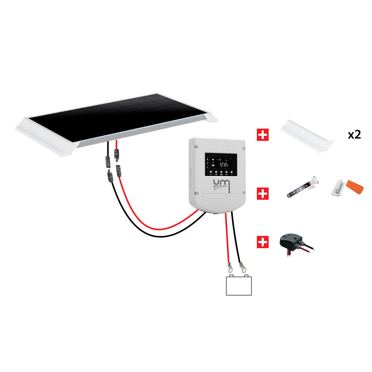 Uniteck Kit Pannelli Solari CAMPER 165W-12V montaggio Veicolo