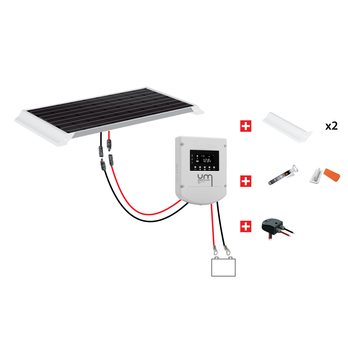 Uniteck Kit Pannelli Solari CAMPER 150W-12V montaggio Veicolo