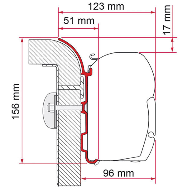Fiamma Kit Adattatore Veranda Brstner per F45S / F45 TI L / ZIP 3 Staffe 98655-749