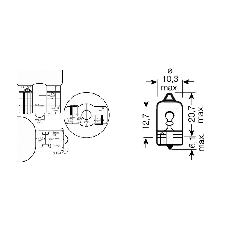 Okyami Box of 10 Pcs 12V 10W 2.1X9.5D Halogen Blue Light Bulb E0300975
