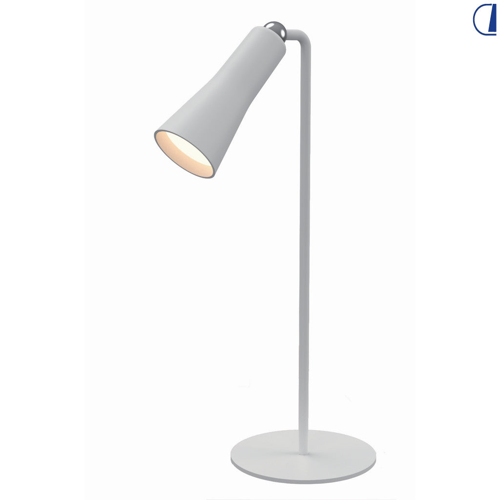 Lampada portatile LED da tavolo/terra ricaricabile USB-C bianca con stelo