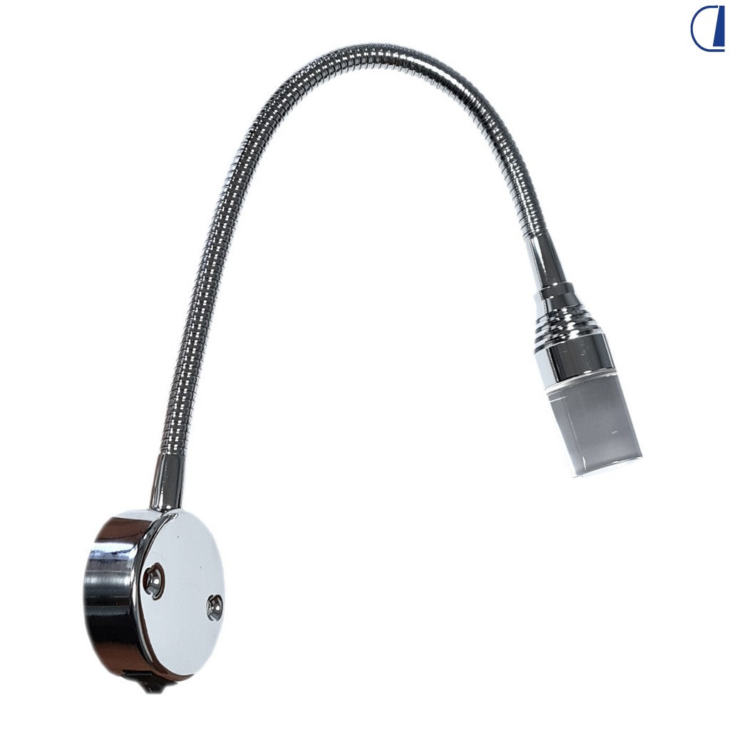 Faretto flessibile a parete con testa in acrilico e connettori Faston 6,3 mm