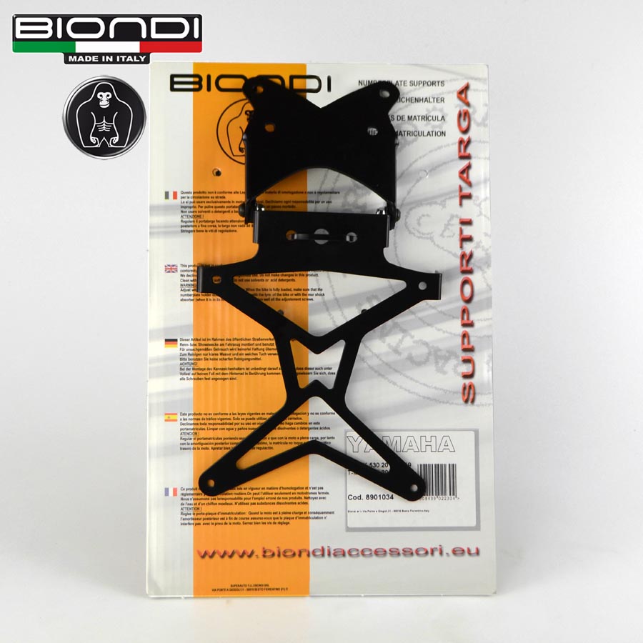 Biondi Portatarga Regolabile Acciaio Nero per Yamaha T-MAX 530 e 560 - 8901034