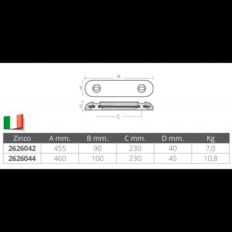 Tecnoseal Anode Fair Line mm 455X90X40H 00272E