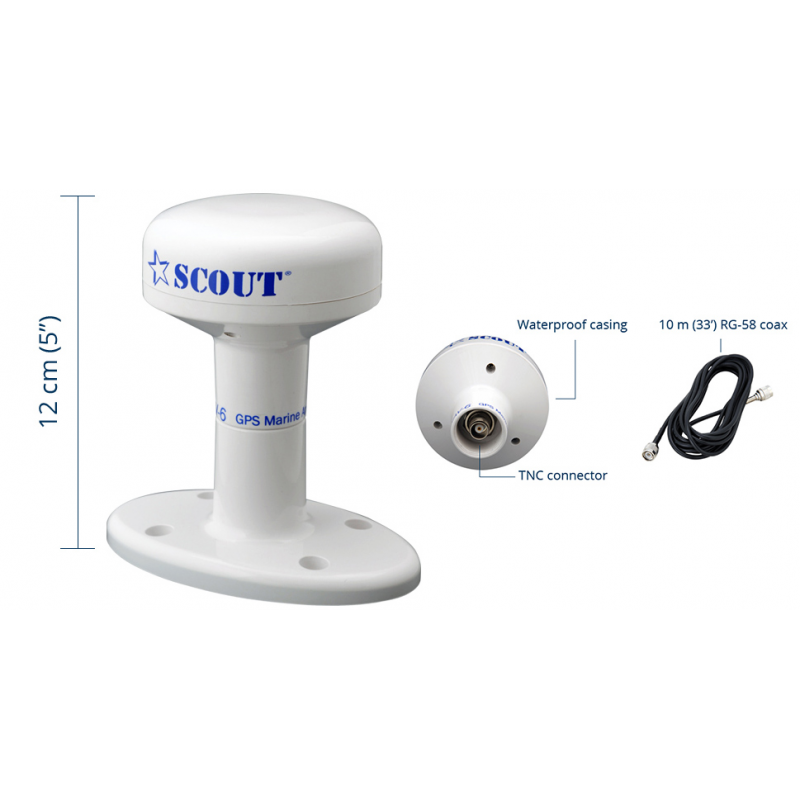Antena de telecomunicaciones Scout GPS para barcos náuticos Nav-6 50 canales NAV-6