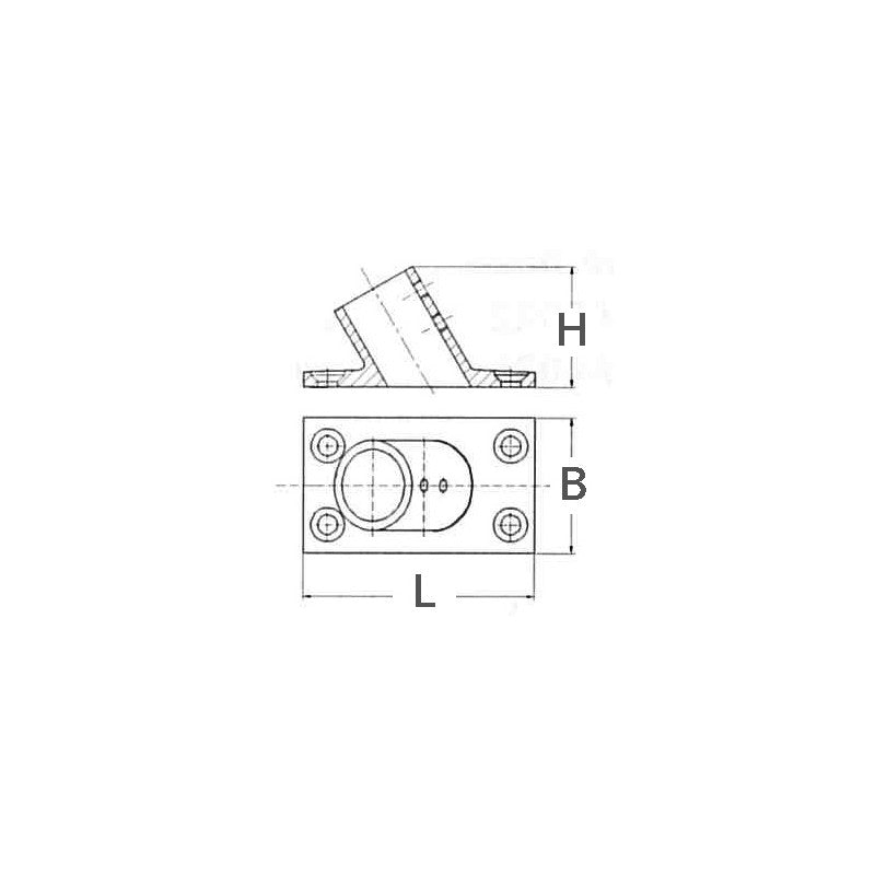 FNI Base Rettangolare Inox 60 Gradi Diametro mm 22 S0925-A0022