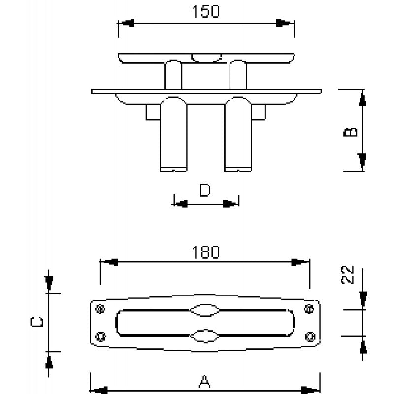 Broca retráctil de latón cromado Foresti e Suardi de 195 mm y 188.C