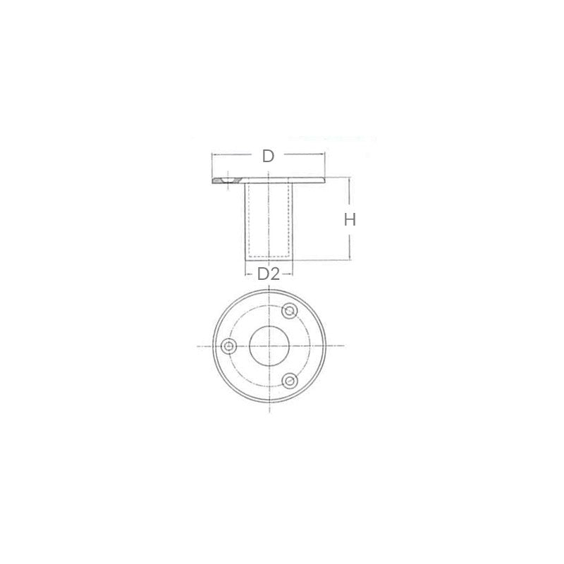 FNI Edelstahl 316 Bündige Buchse Durchmesser 25 mm S5916-A0025