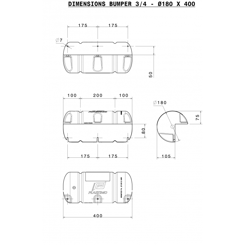 Plastimo Bumper Dritto Bianco Diametro Cm 18 X 40 38082