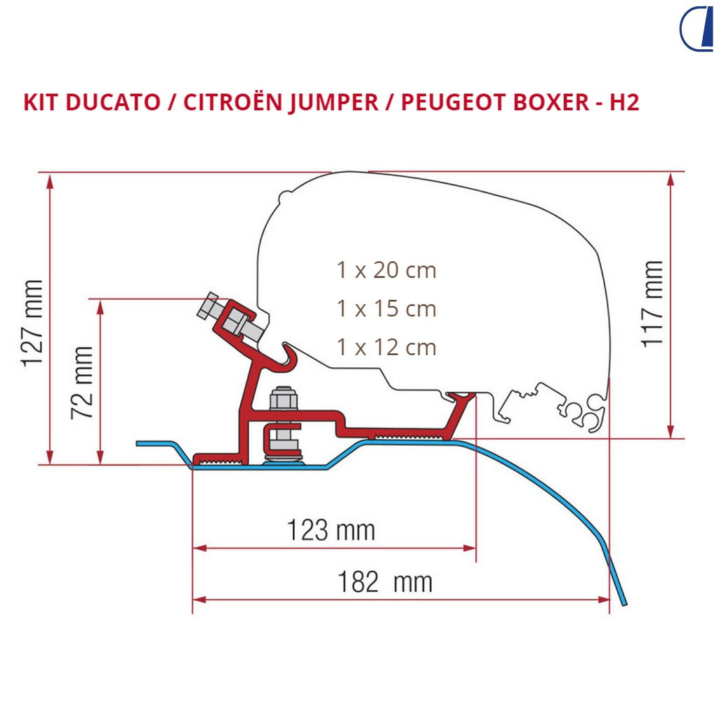 Fiamma Kit staffe nere Fiat Ducato dal 2006 per tendalino F80s e F65s
