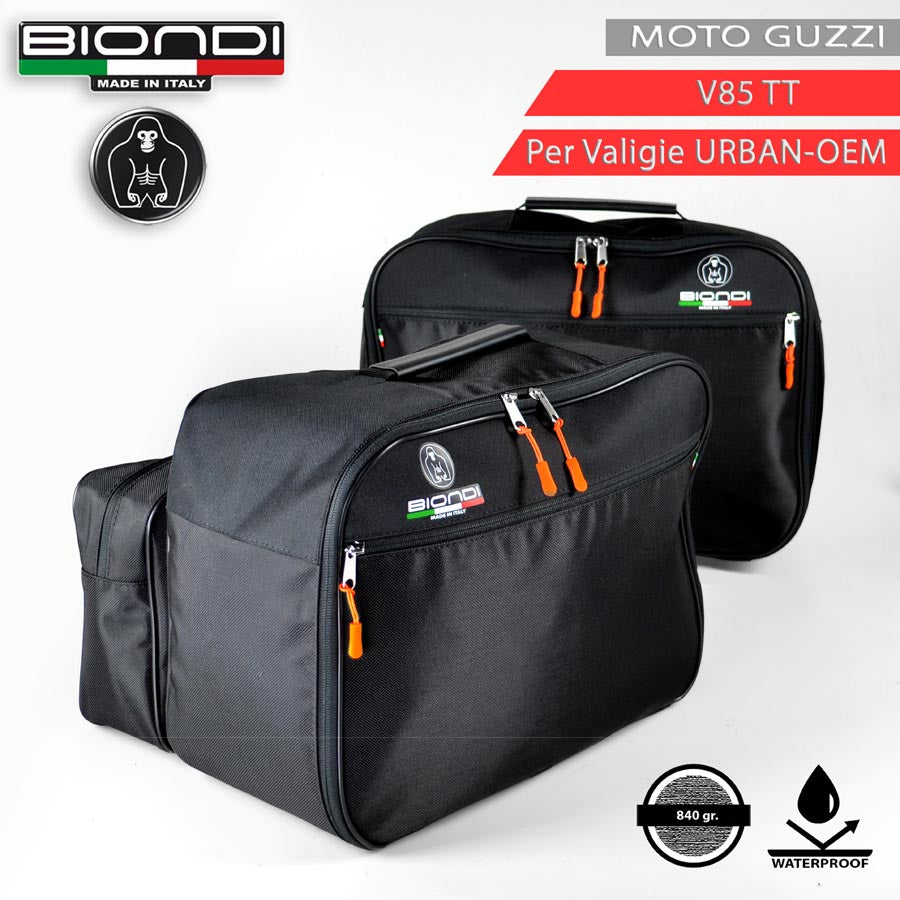 Biondi Borse Interne per Valigie Moto Guzzi V85TT Urban - Tris DX+SX+Beauty