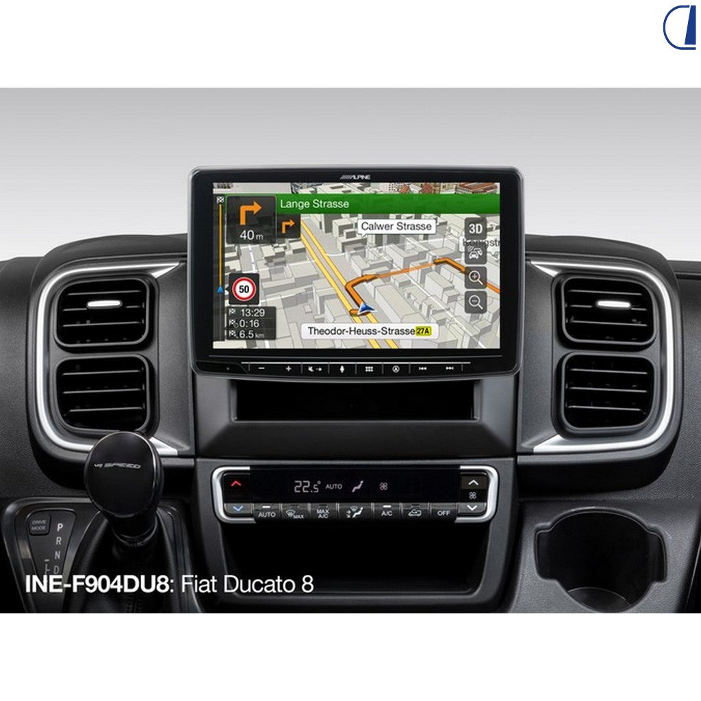 Radio Alpine F904 9" Navi/Apple/Android con kit installazione Fiat Ducato 8