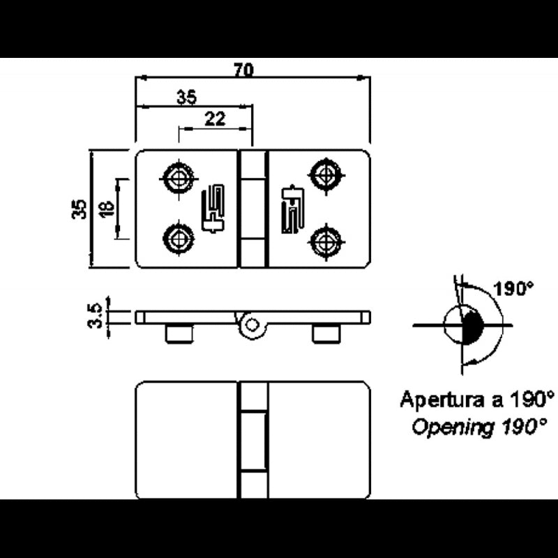 Foresti e Suardi Cerniere a Filo In Acciaio Inox 9437A.I