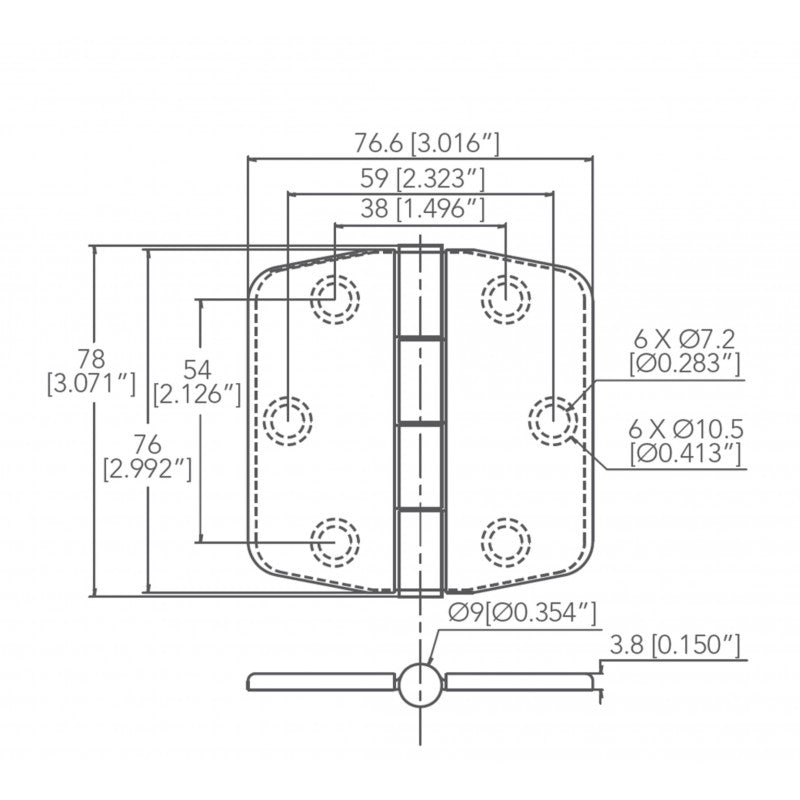 Marine Town Nautica 316 Stainless Steel Hinge with Cover 9120658