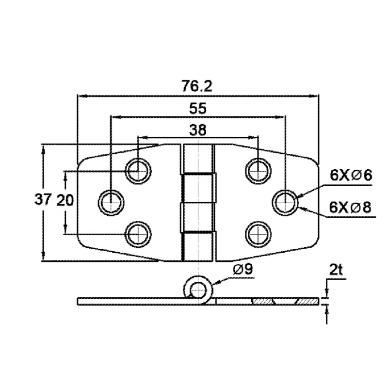 Marine Town Nautica Scharnier aus Edelstahl 316 mit Abdeckung 9120655