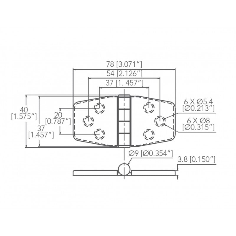 Marine Town Nautica Scharnier aus Edelstahl 316 mit Abdeckung 9120655