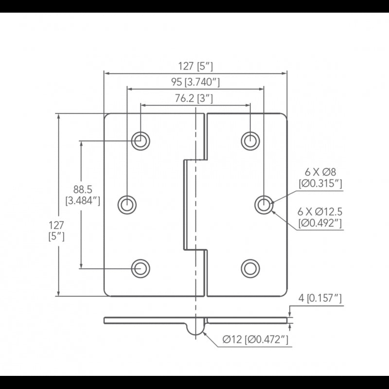 Marine Town Nautica Stainless Steel Hinge 127X127 mm 9022206