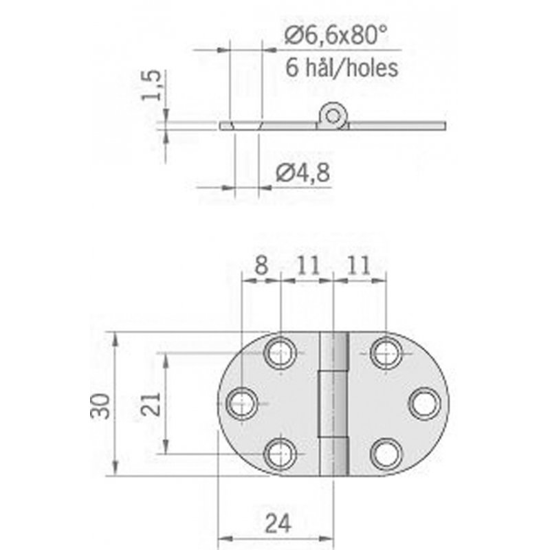 Roca Ab. Cerniera Inox mm 47X30 440070