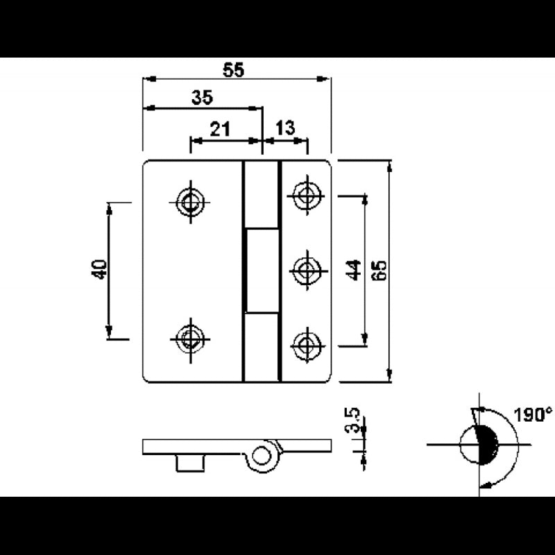 Foresti e Suardi Stainless Steel Flush Hinges 9207B.I