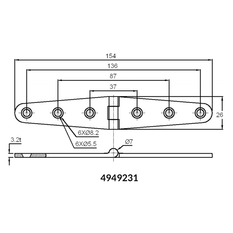Marine Town Nautica Cerniera Inox mm 104X26 8936641