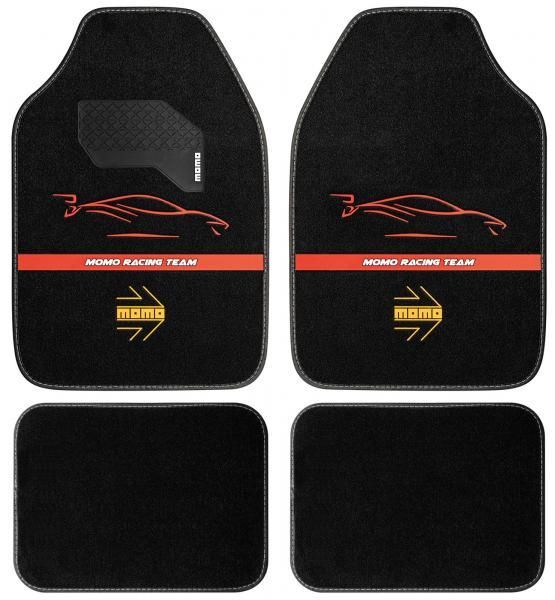 Momo Set 4 tappeti in moquette Racing nero/rosso