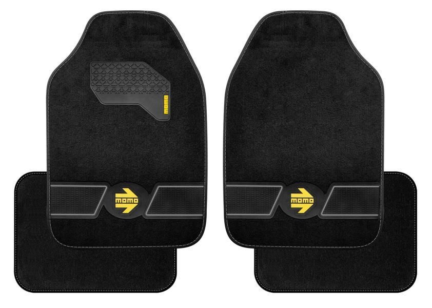 Momo Set 4 tappeti in moquette Fun nero/strisce grigie