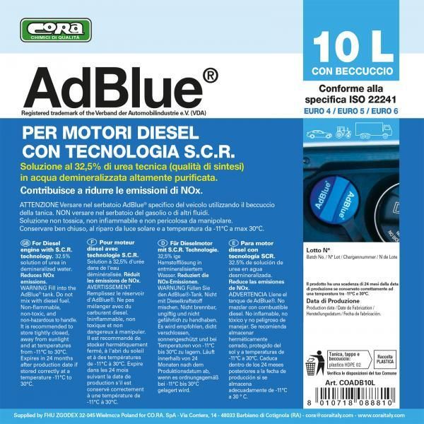 Bidón Cora AdBlue de 10 l con boquilla