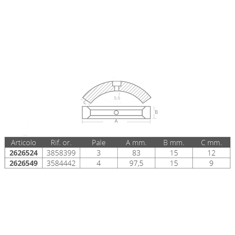 Collar de zinc Tecnoseal para hélice de 3 palas 00728