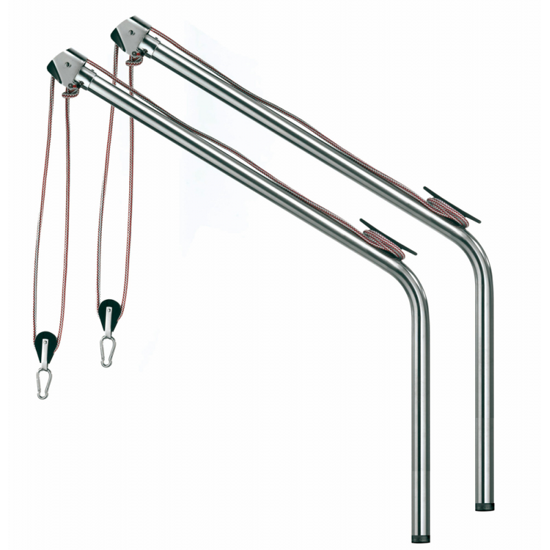 Par de pescantes de acero inoxidable FNI de 40 mm de diámetro, año 1970