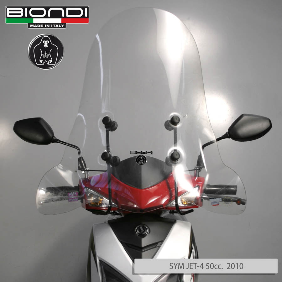 Biondi Parabrezza Pro SYM Jet-4 50 cc. 2010 Trasparente con Attacchi