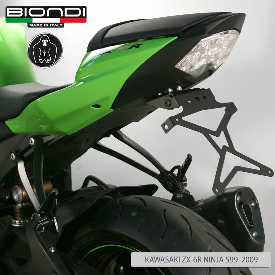 Biondi Portatarga Moto Regolabile Acciaio Nero Kawasaki ZX-10R/ZX-6R Ninja - 8901012