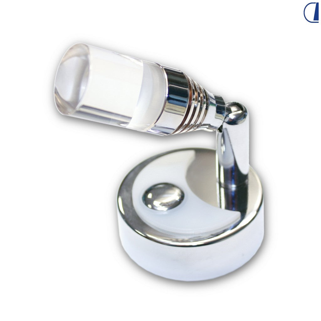 Faretto orientabile per camper testa acrilica trasparente connettori Faston 6,3 mm