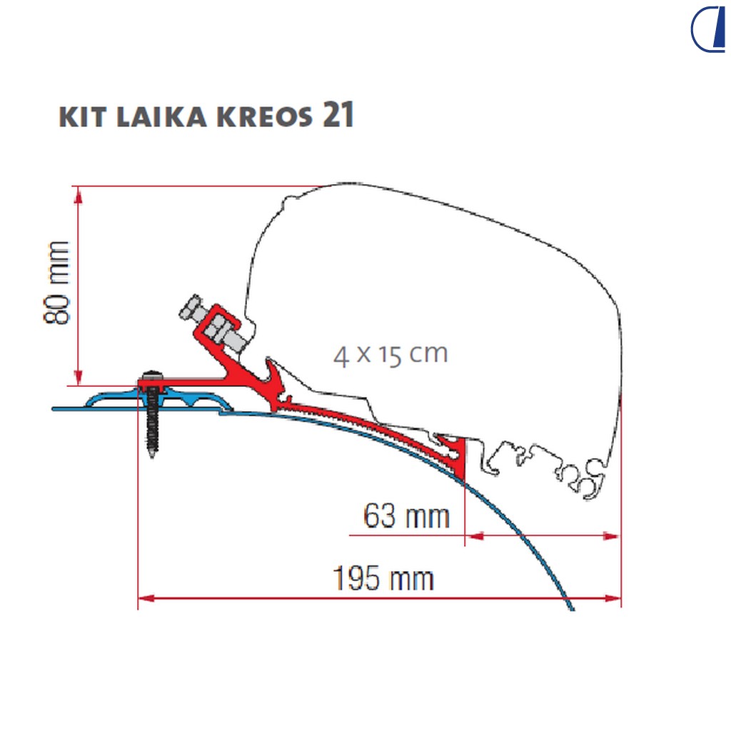 Fiamma Kit staffe per tendalino F80 su Laika Kreos dal 2021 (4 pz da 15 cm)