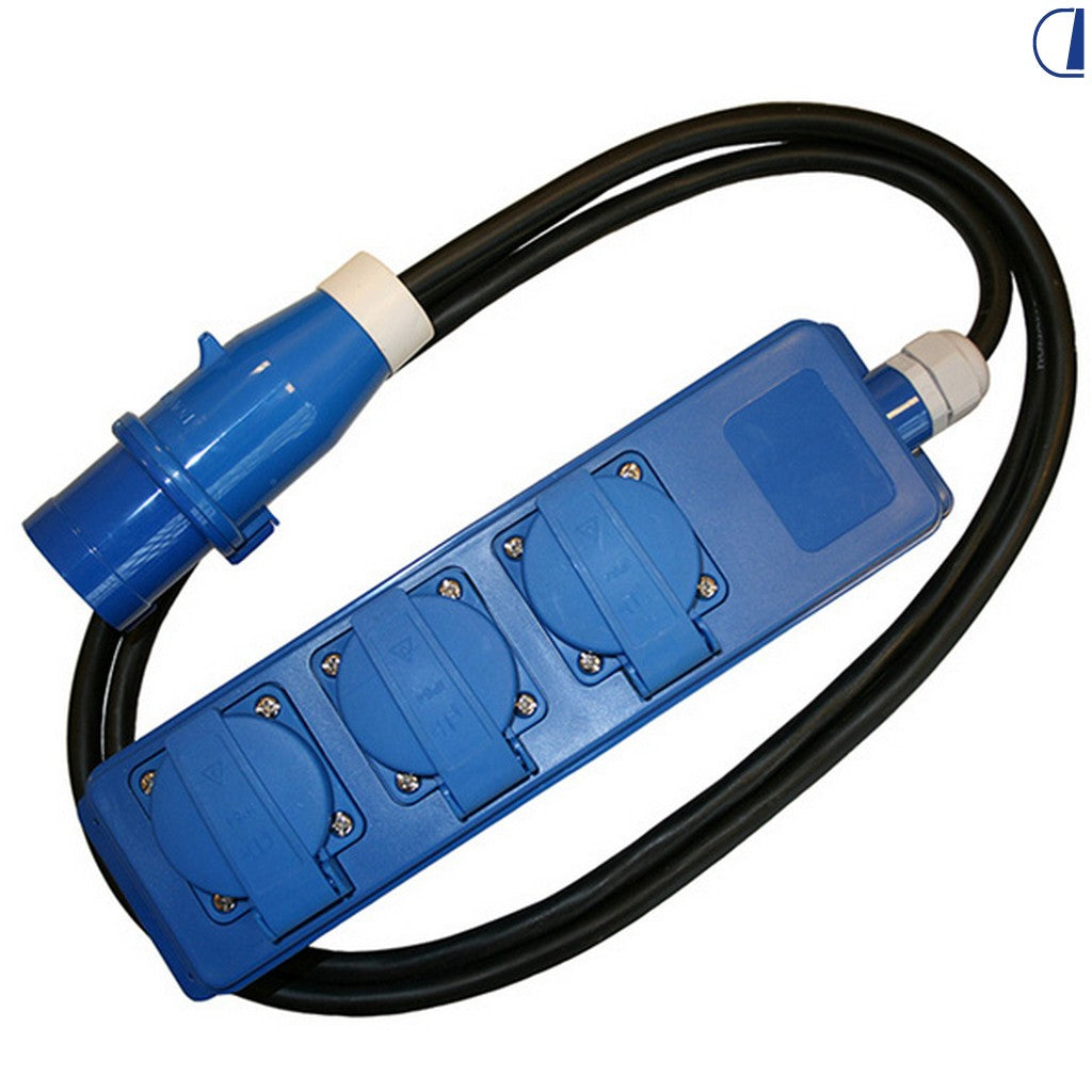 Di-Tec Multipresa CEE Schuko 3 vie con cavo neoprene 1,5 m
