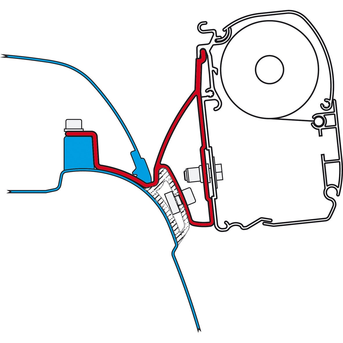 Fiamma Tenda F45s 260 cm nera per VW T5/T6/T6.1 California, staffe incluse