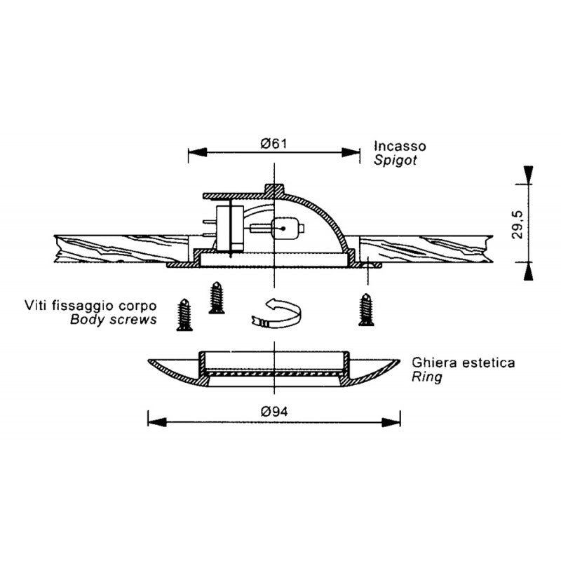 Foresti e Suardi Faretto Ottone Cromato Sextans L 5010.FX.C
