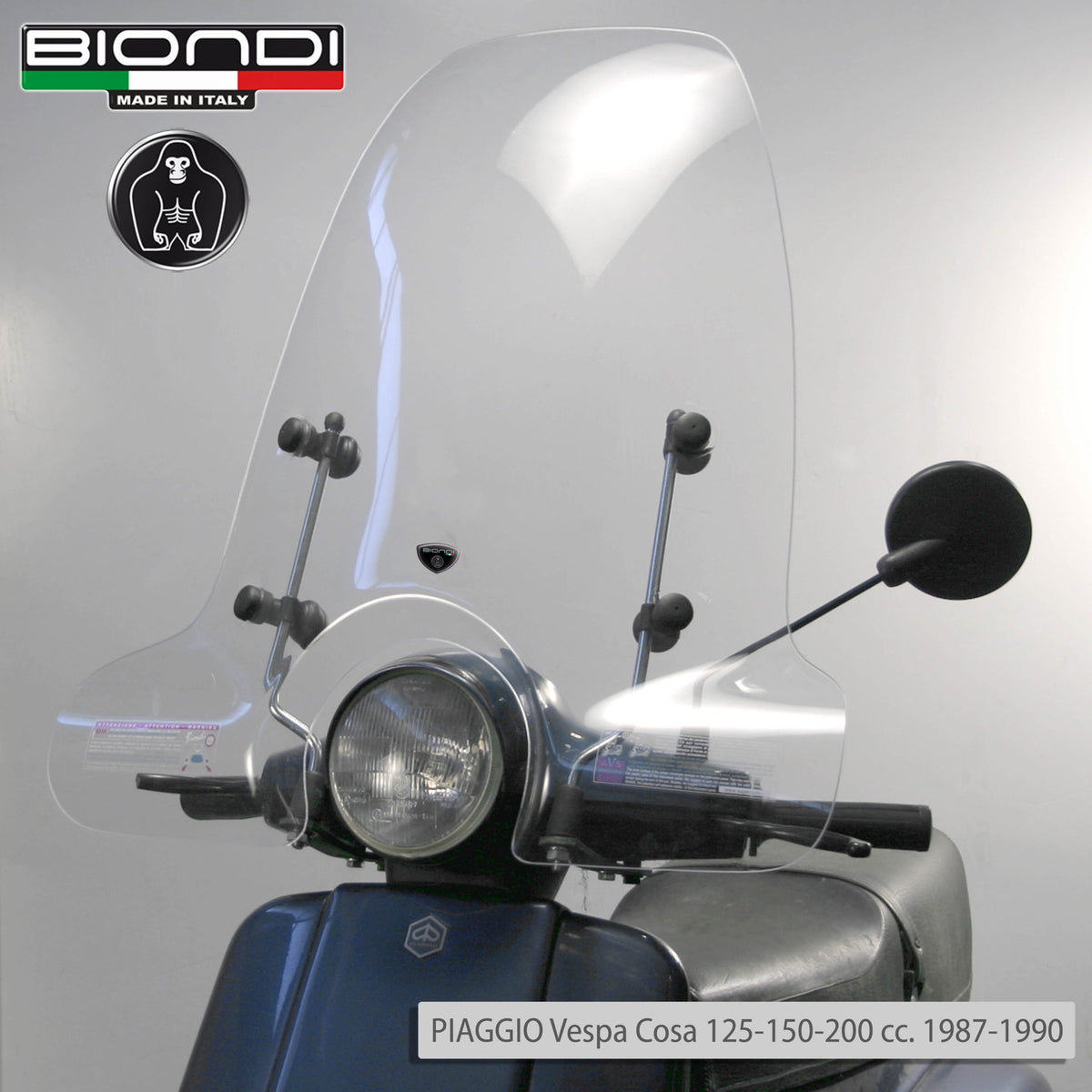 Biondi Parabrezza Mod. Z Trasparente + Kit Attacchi Vespa PK 50 Rush 1988