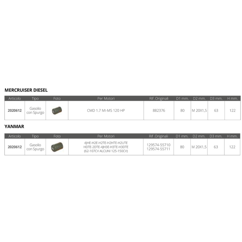 FNI Filtro Gasolio Mercruiser Yanmar G1368EC