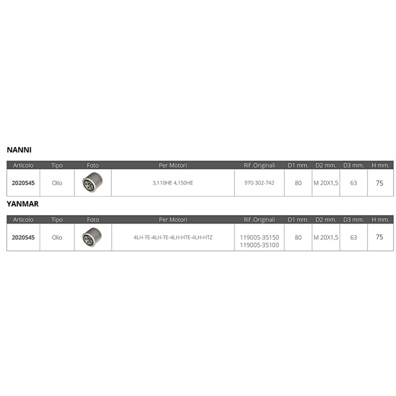 Filtro de aceite FNI Mercruiser Yanmar FF672EC