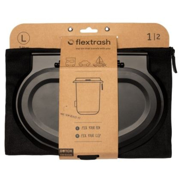 Flextrash 9L Contenitore Rifiuti Pieghevole - Boldly Black