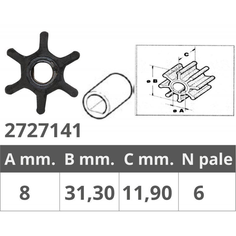 Impulsor Finnord Jabsco 1411-21411 Yan 128176-42071 500113
