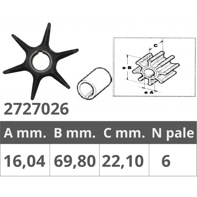 Finnord Impeller Johnson/EV Yamaha 2T 25-40 PS 500352