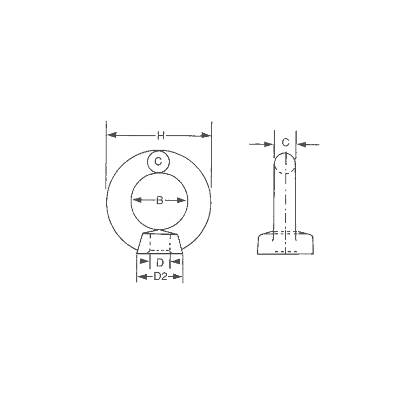 Tornillo de ojo hembra de acero inoxidable 316 FNI, diámetro 6 mm, S0582-A0006