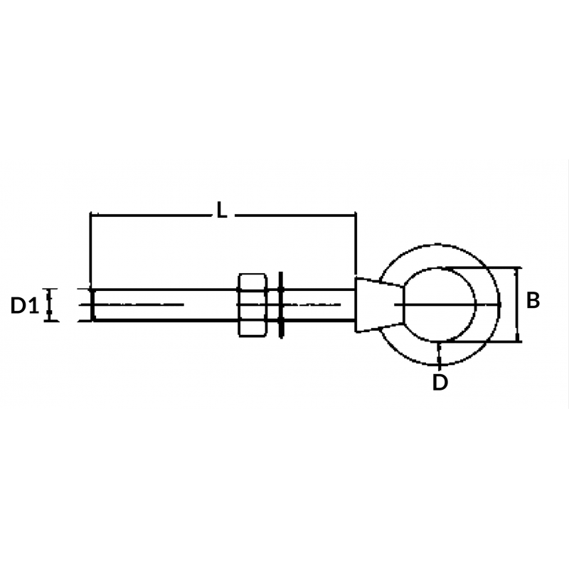 Tornillo de ojo de acero inoxidable FNI 316 Diámetro mm 6X40 S0812-A06040