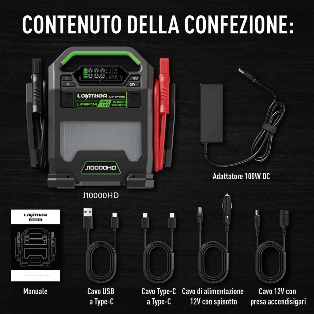 Lokithor Avviatore al litio LiFePO4 Heavy Duty 12/24V 10000/5000A